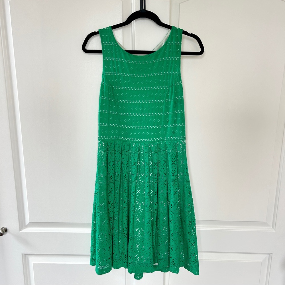 Anthropologie Postmark Sunstream Eyelet Dress Green — Small